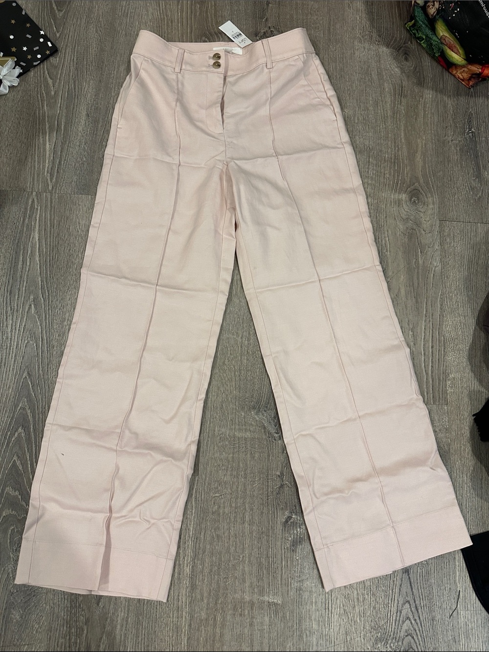LOFT Wide-Leg High-Rise Pants in Light Pink size 2